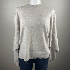 Brochu Walker Beige Cashmere Wool Blend Sweater Small Tiered Layered Sleeves